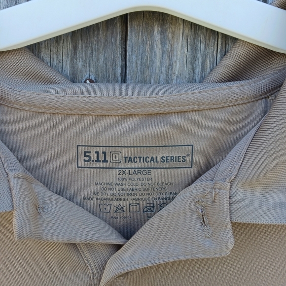 5.11 Tactical Polo Shirt Mens 2XL Silver Tan Performance Technical Utility Work - Picture 6 of 6